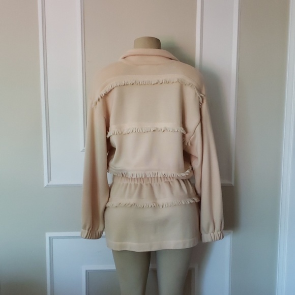 Escada nude wool fringe long sweater with waist - Picture 5 of 7